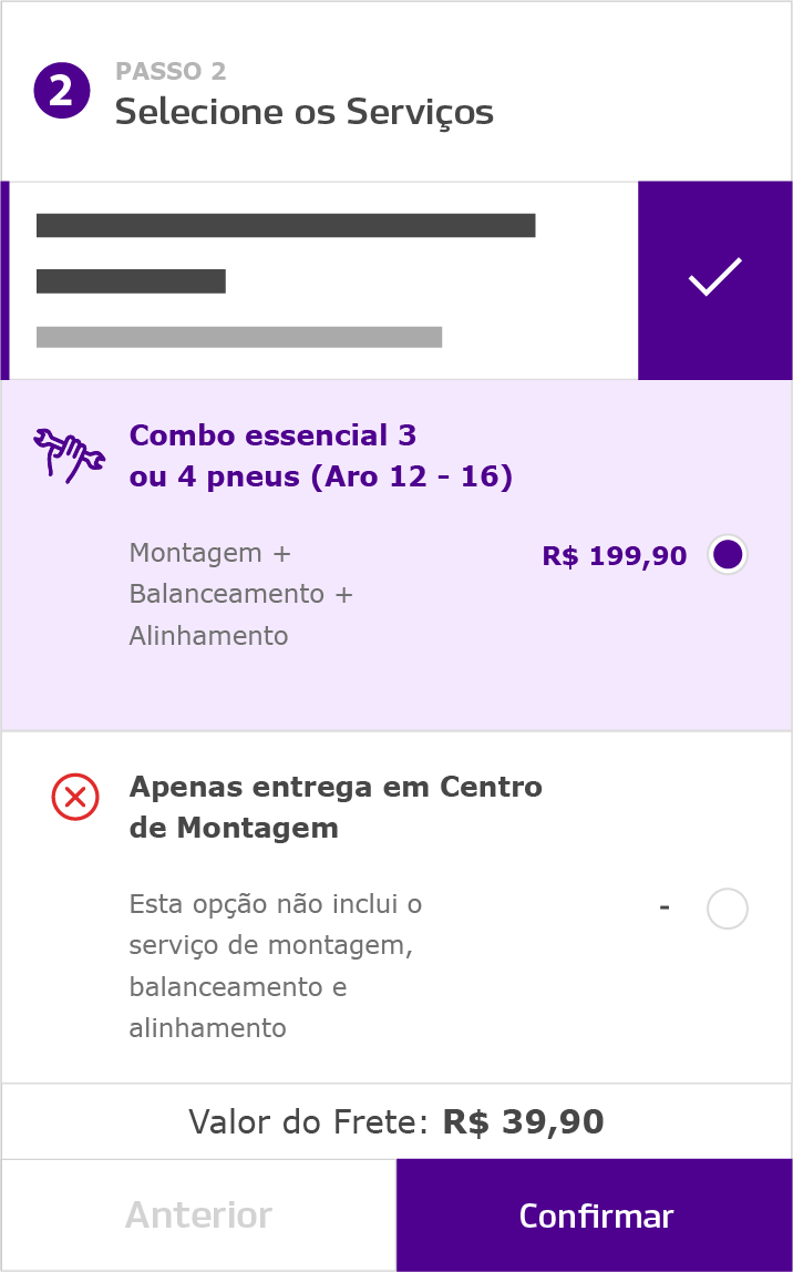 Serviços disponíveis
