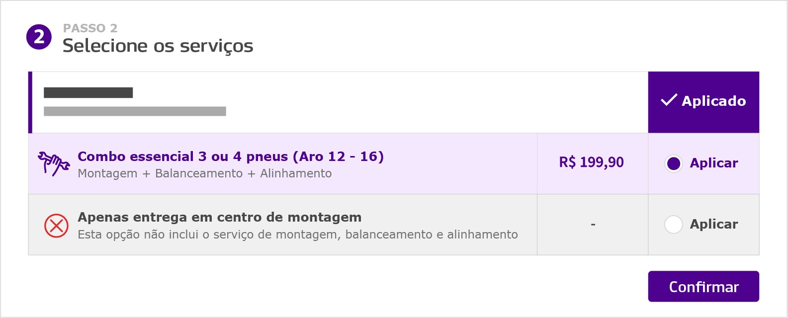 Serviços disponíveis