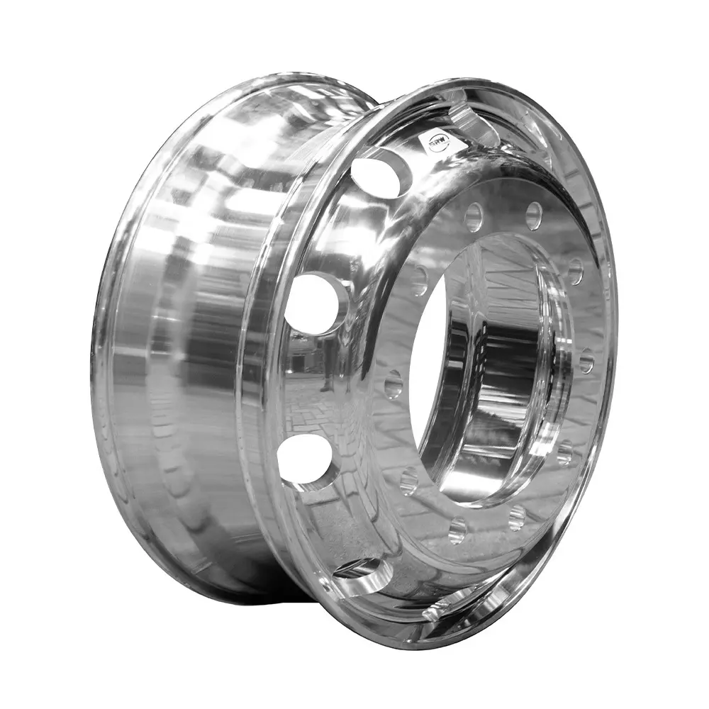 Roda Speedmax Aro 22.5 Alumínio Forjado 22.5X8.25 10 Furos Janela Redonda Alto Brilho Borda Larga Janela